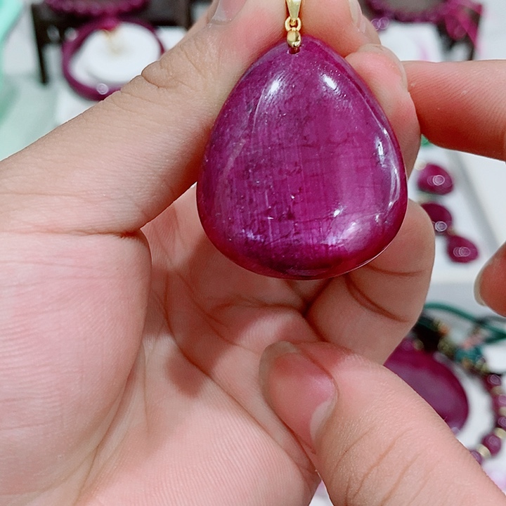 吊坠银S925镶嵌红宝石