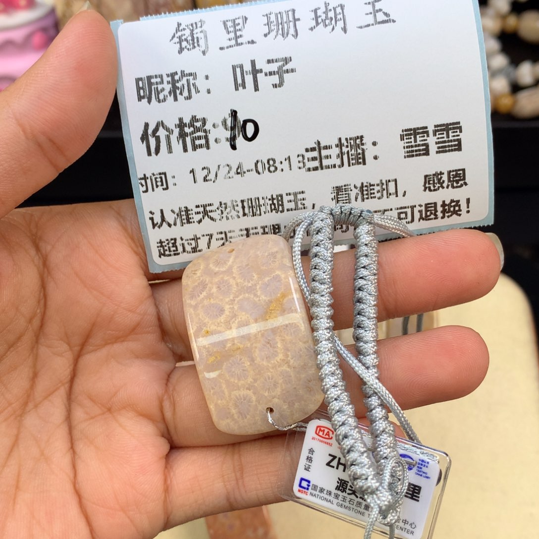 叶***子硅化珊瑚（珊瑚玉）未镶嵌吊坠(赠链)