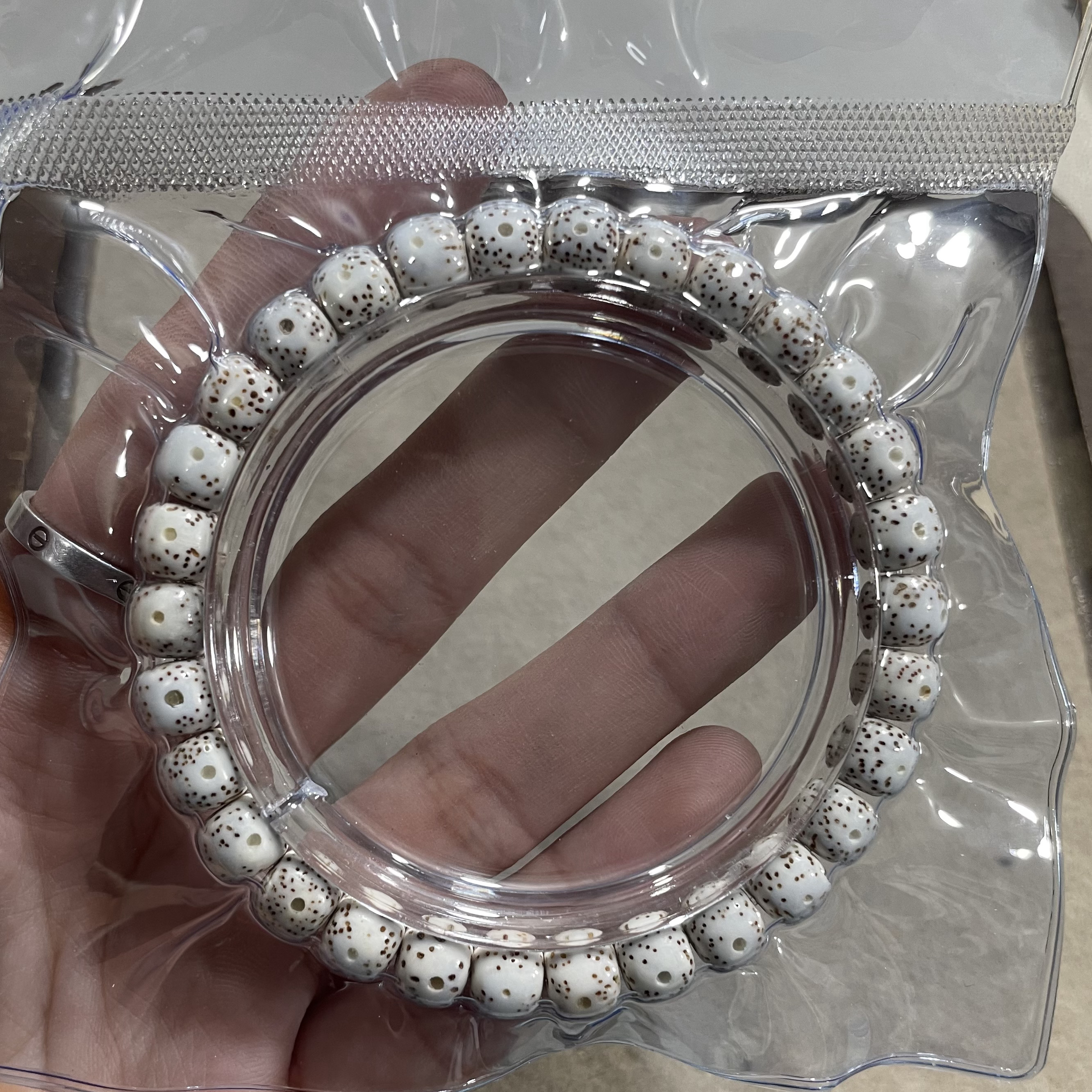 【Y663高瓷高抛】星月菩提毛感顺白大眼留白 卡8手串