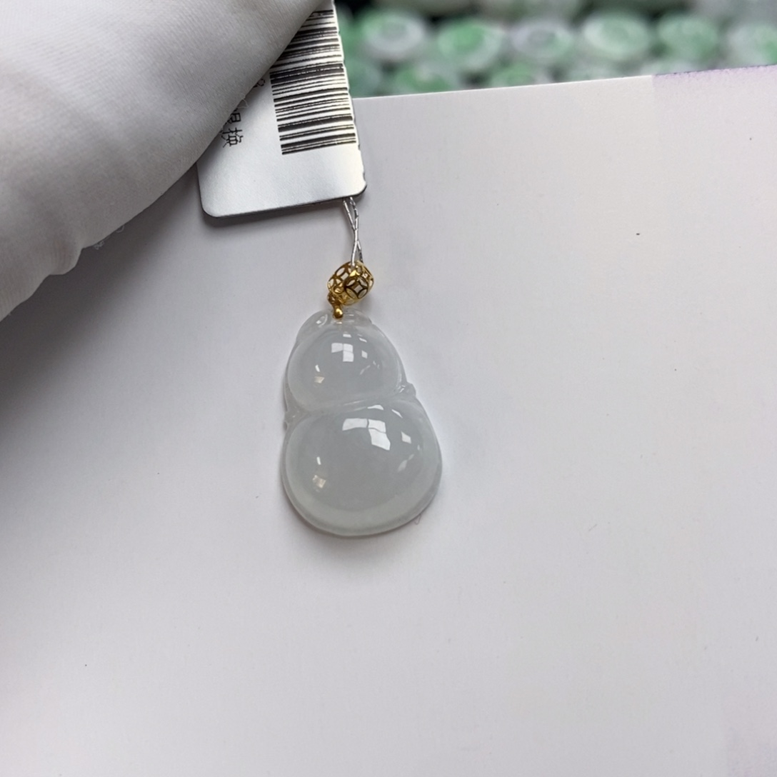 翡翠颈饰18K金镶嵌福禄