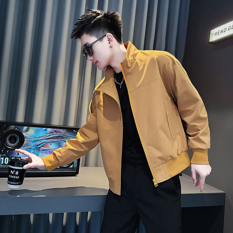 高端2025新款春秋季夹克潮流立领痞帅气秋装上衣男款男士休闲外套