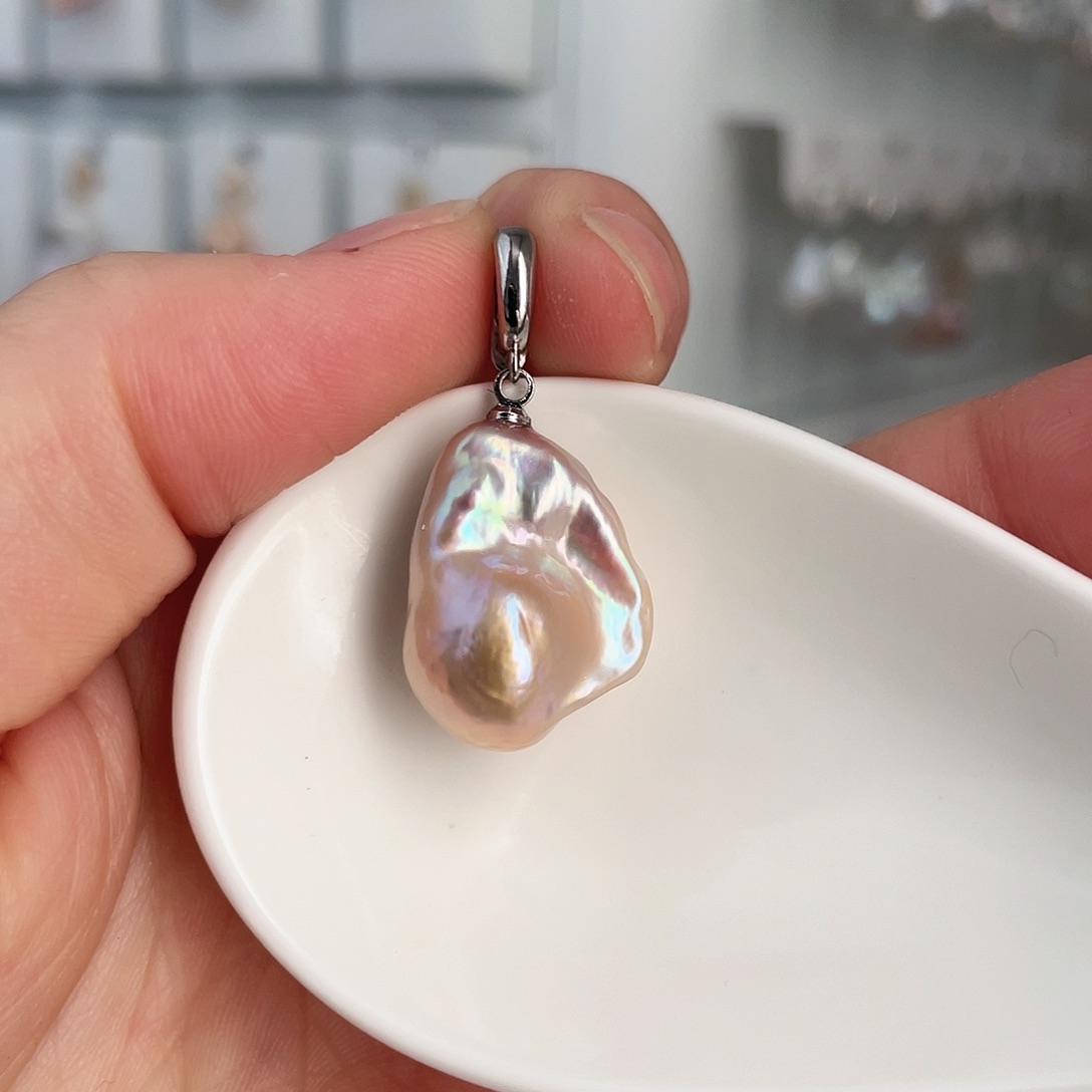 淡水珍珠天然珍珠巴洛克银S925镶嵌