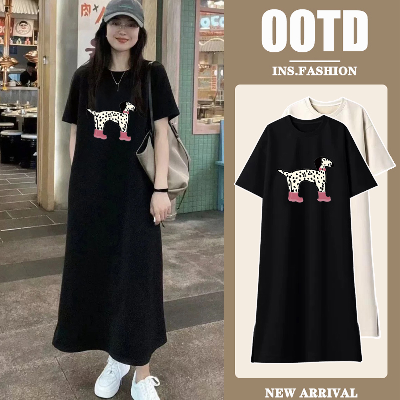 孕妇夏装连衣裙2025新款夏季小个子时尚洋气大码纯棉T恤长裙女装