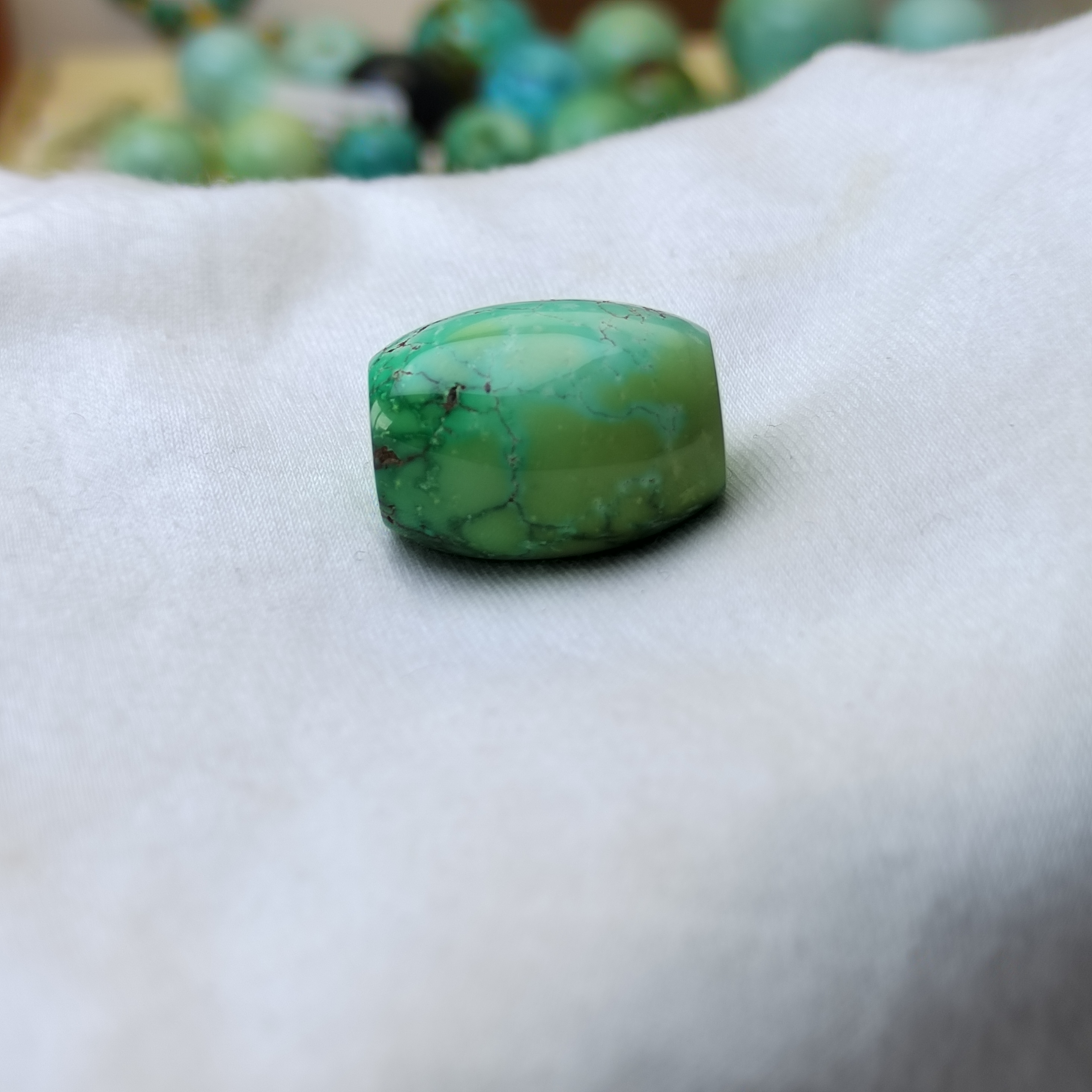 原矿绿松石桶珠特色单珠10.2克绿松石配珠