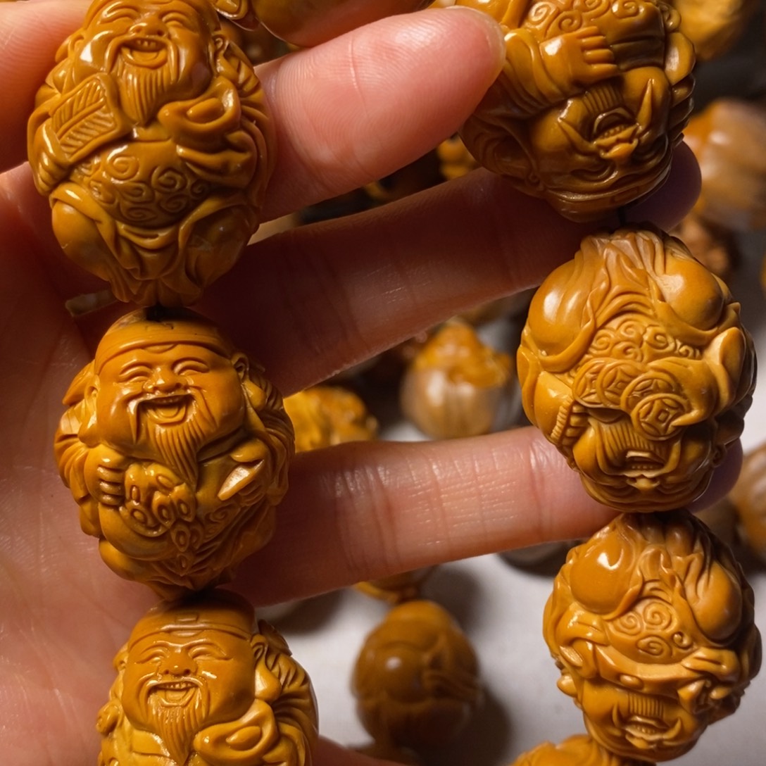 摆***人手串/手链橄榄核精品八大财神