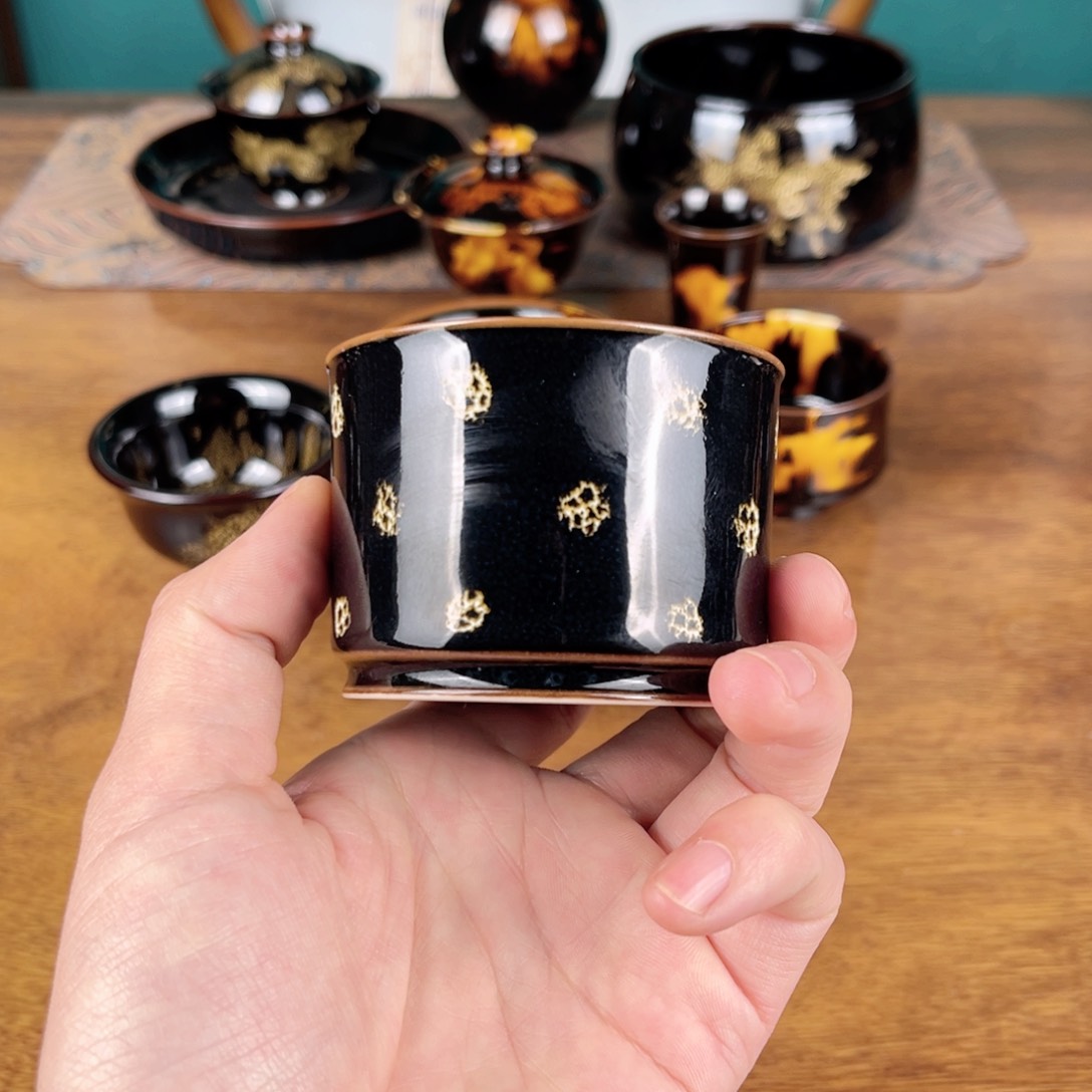 杯点彩鹧鸪斑直口杯