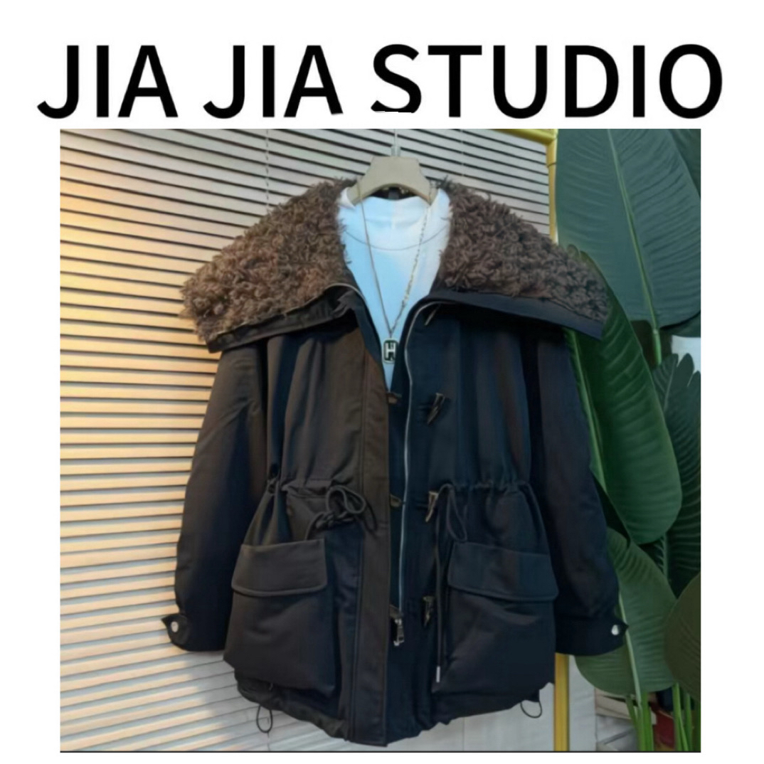 嘉嘉推荐#2588【冬季加厚款】设计感牛角扣毛领派克服