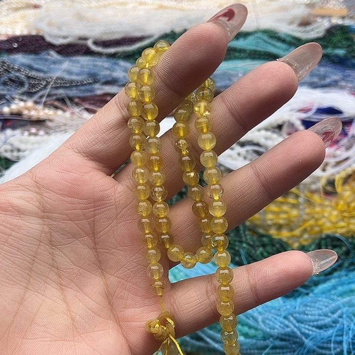 玛瑙/玉髓珠宝半成品未镶嵌6mm左右金发晶