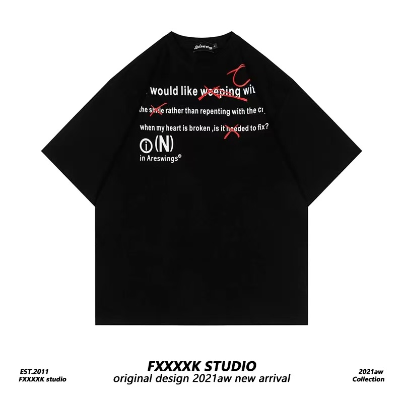 C9-4黑色“批改字母”短袖