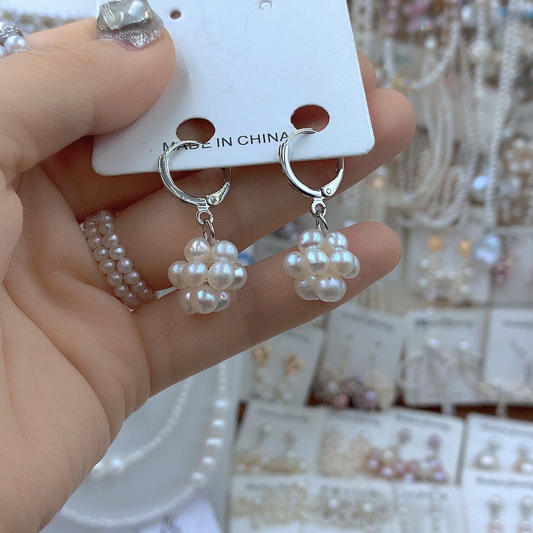 银S925镶嵌淡水珍珠耳饰