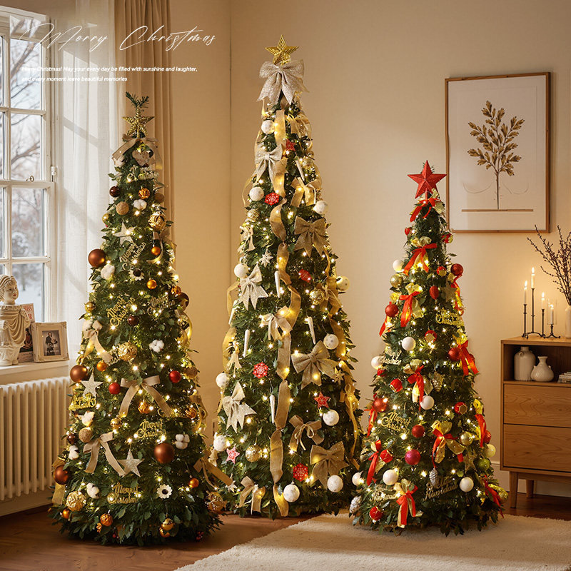 圣诞树家用折叠发光加密伸缩树酒店商场摆件高级感圣诞节装饰品
