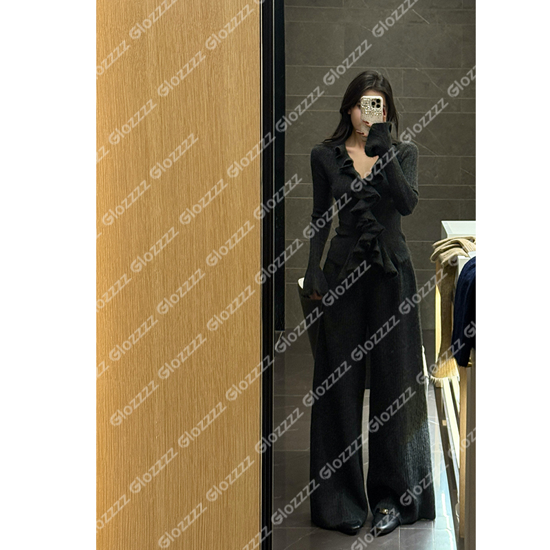 【Glozzzz】自带气场 长裤 轻奢法式轻熟针织套装H0283-2627K