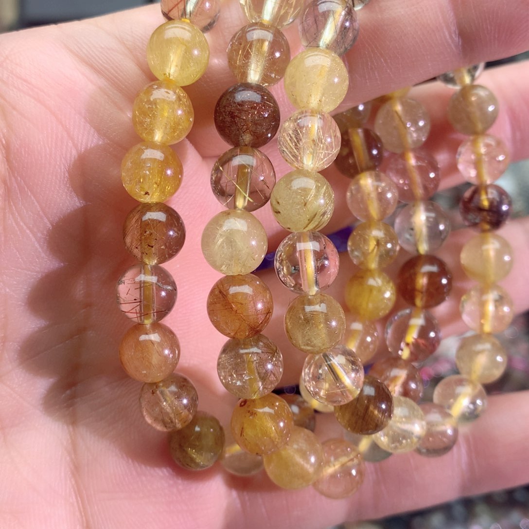 发晶手链未镶嵌彩发8m