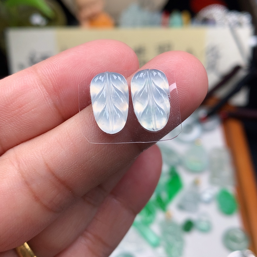 翡翠裸石缅甸天然A货翡翠冰种叶子