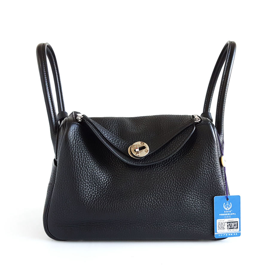 95新 Hermes/爱马仕 黑银Lindy 26手提单肩包