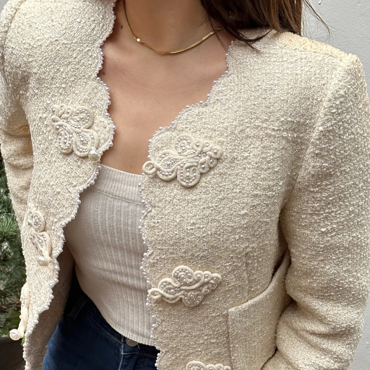 未使用 Chanel/香奈儿 高公价马术系列手工钉珠外套/36码/35672