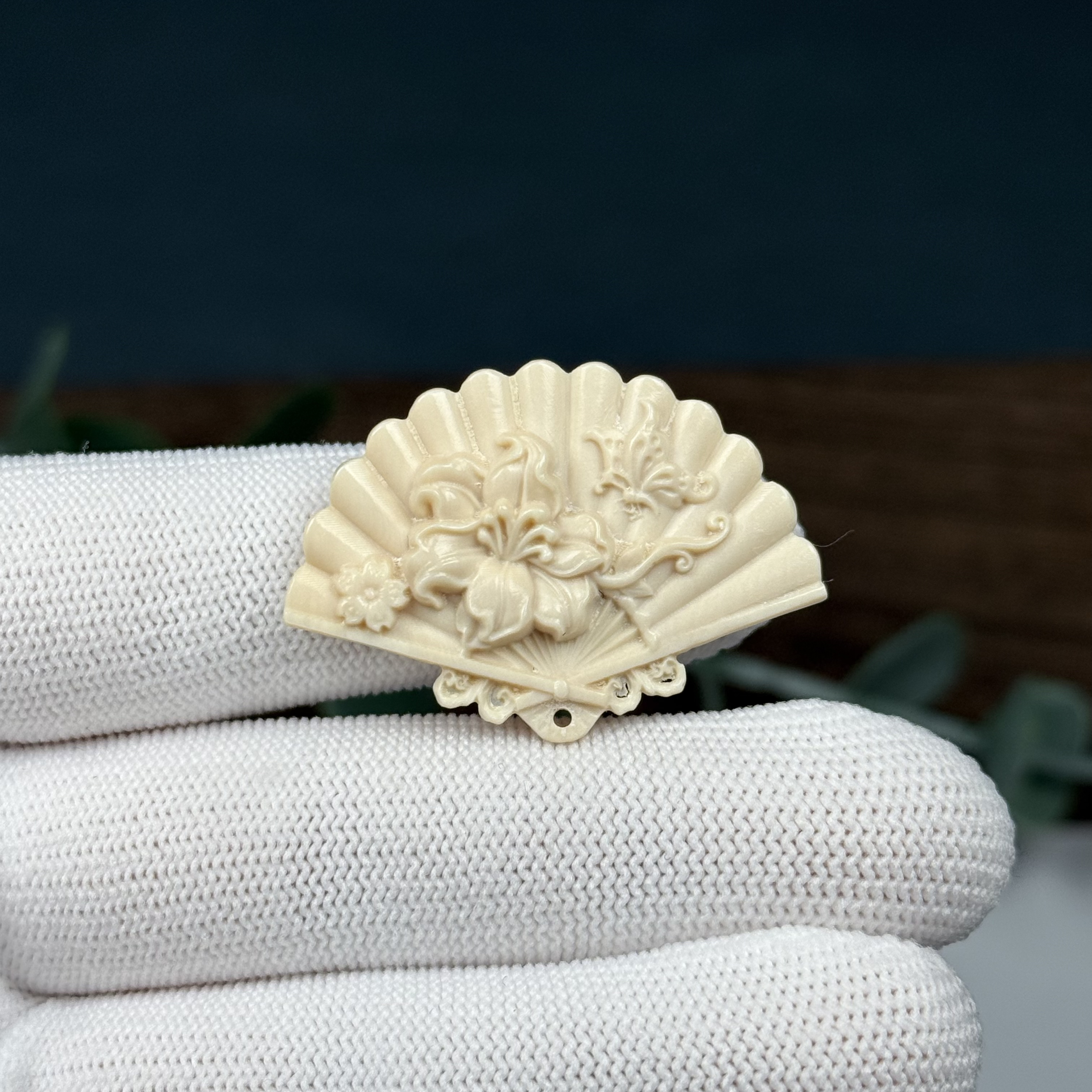 H37-30天然猛犸牙 扇子38*26*8mm一物一图假一罚十