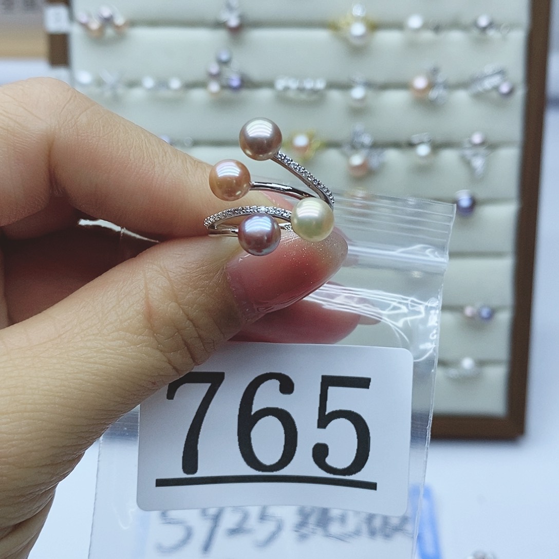 淡水珍珠戒指银S925镶嵌765