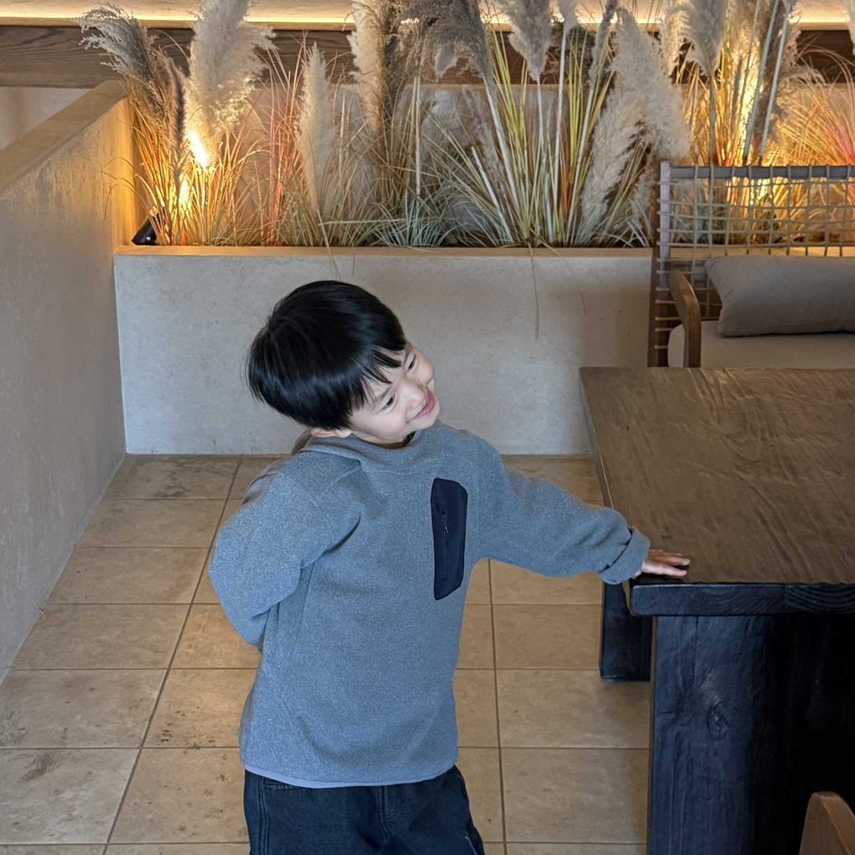 YY童装店  2025冬  儿童抓绒套头连帽卫衣