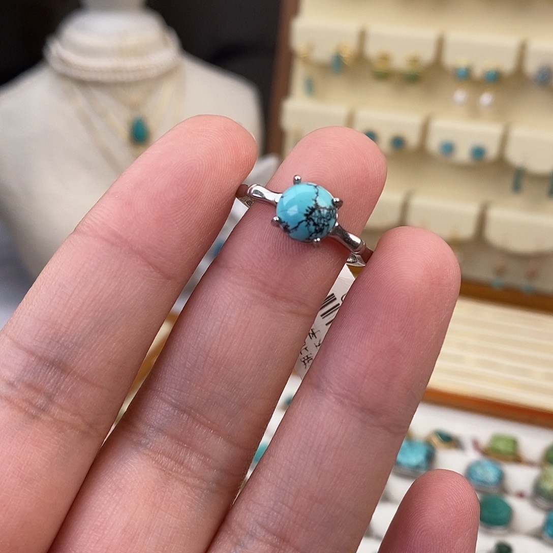 绿松石戒指银S925镶嵌