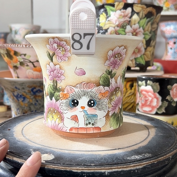 景德镇手绘花盆满38包邮