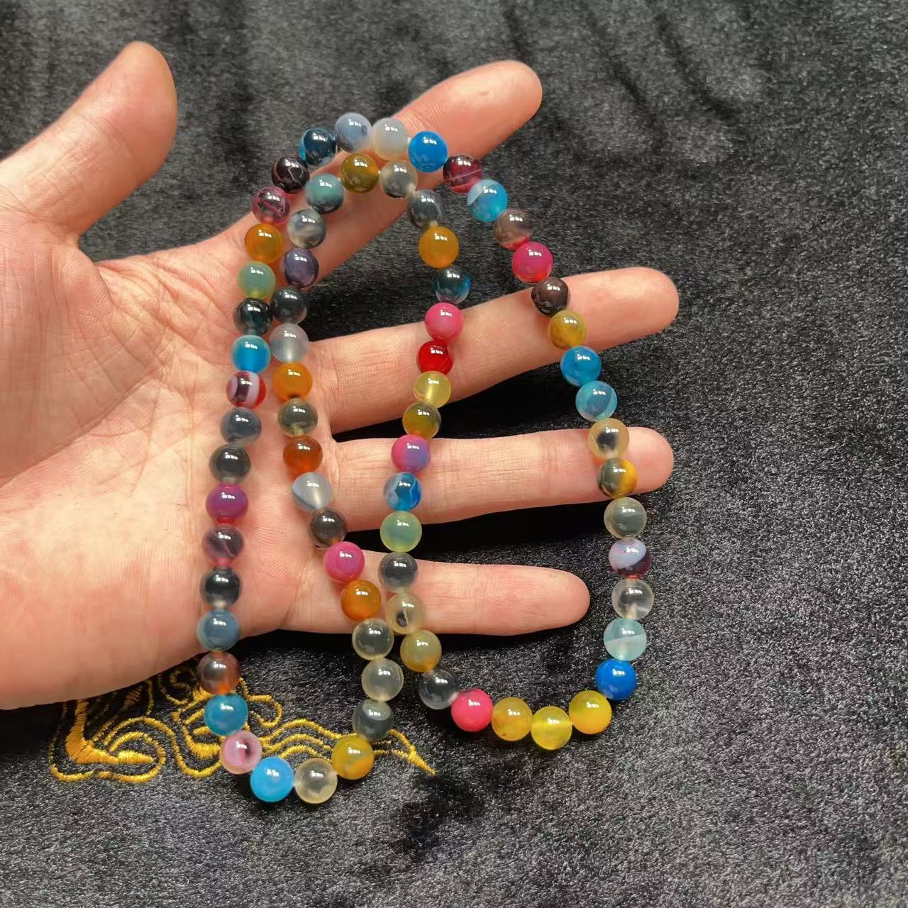 天然糖心糖料彩色玛瑙项链 E123—多样性发