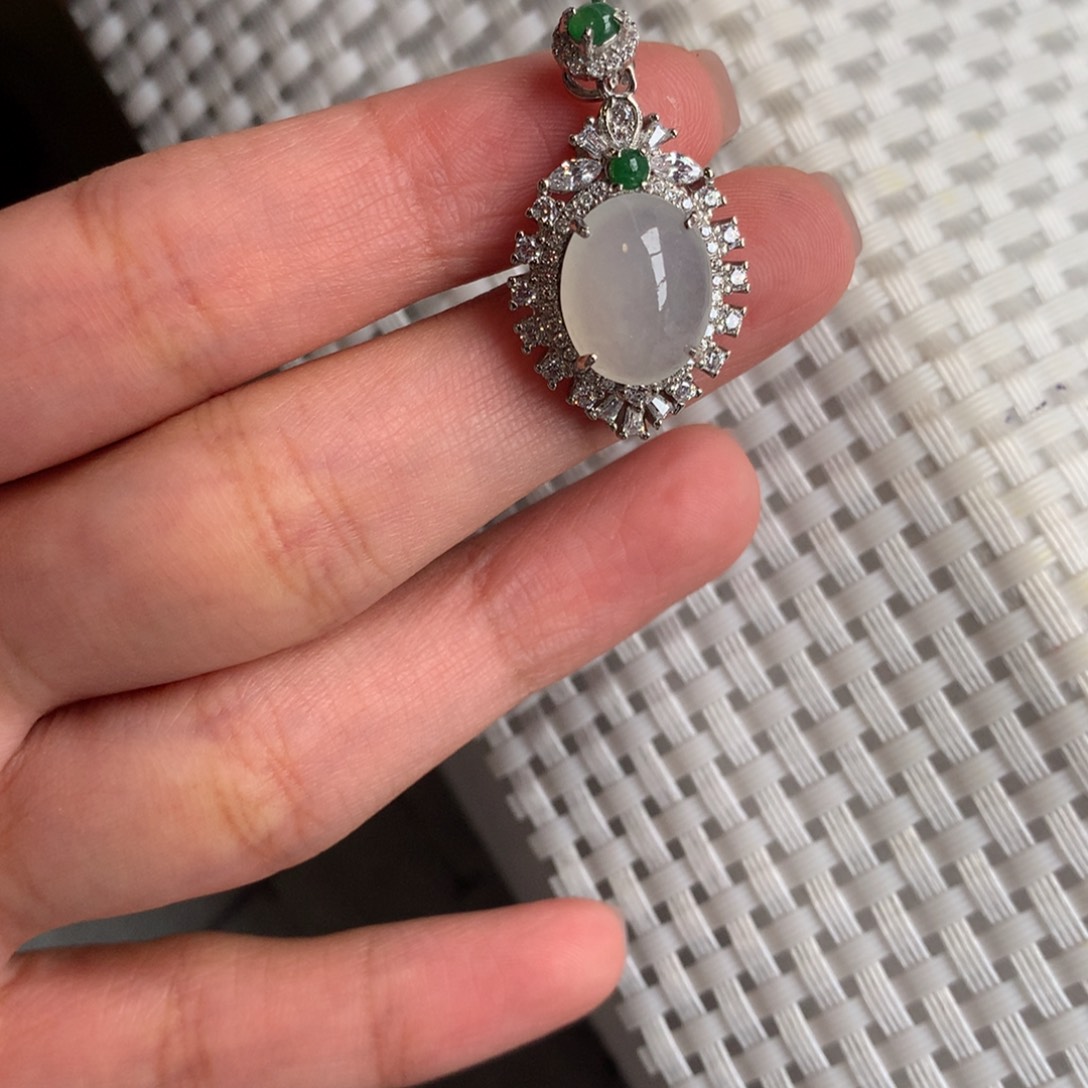 翡翠银S925镶嵌颈饰吊坠