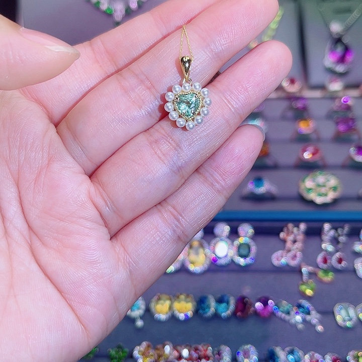 银S925镶嵌吊坠(赠链)碧玺