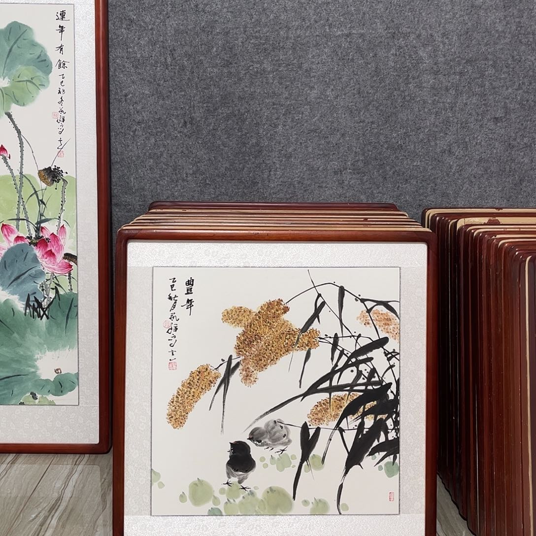 国画书画作品带框63×63