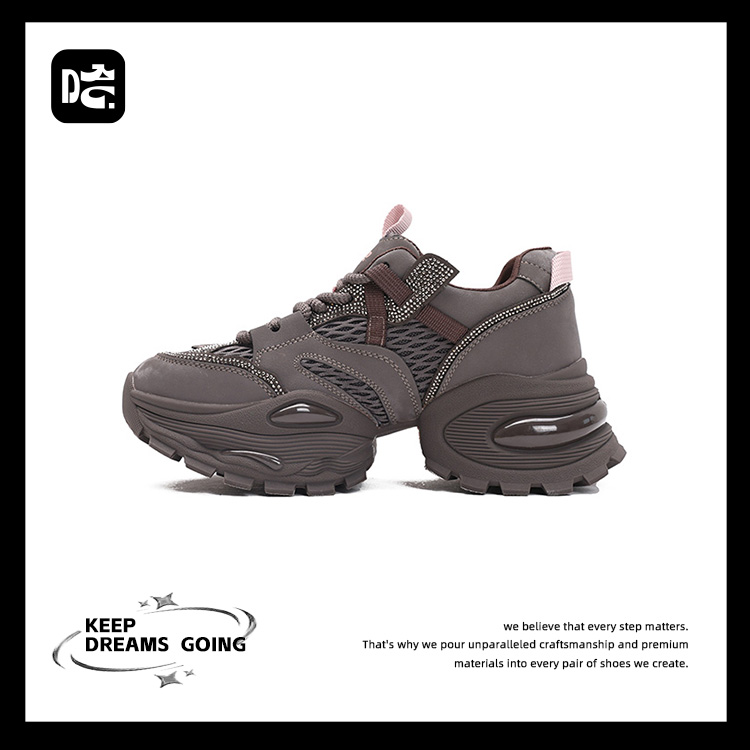 秋季交叉绑带老爹鞋时尚休闲鞋步鞋厚底复古系带时尚低帮潮鞋