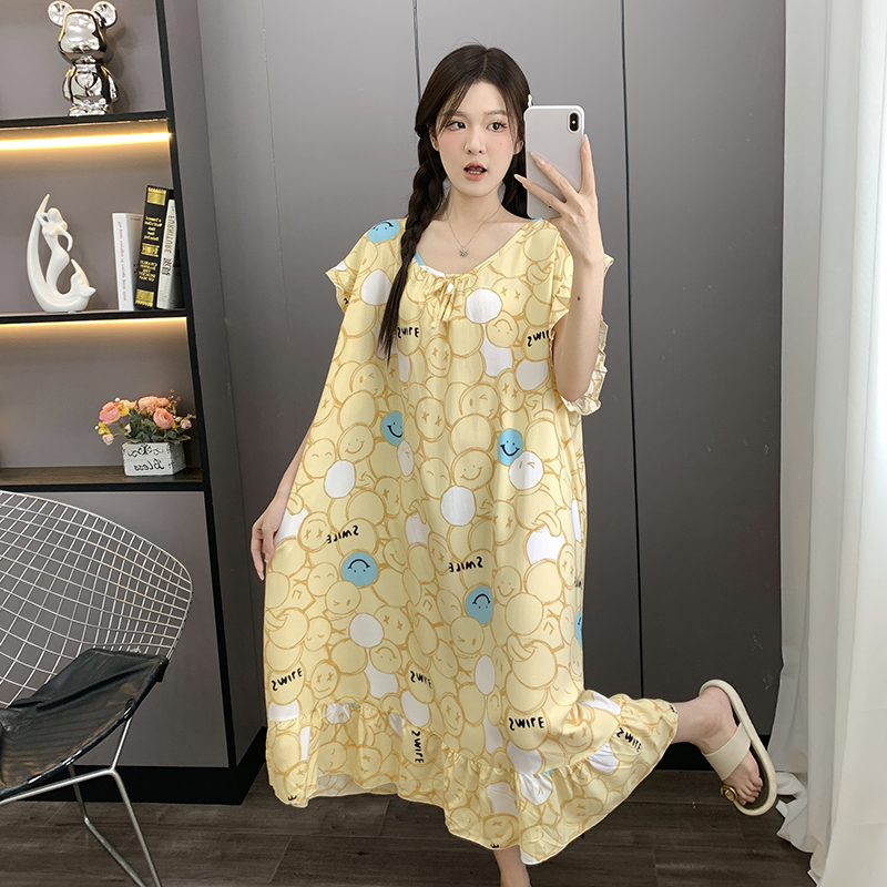 棉绸加大码夏季无袖睡裙胖MM200斤宽松孕妇轻薄款加肥家居睡衣女