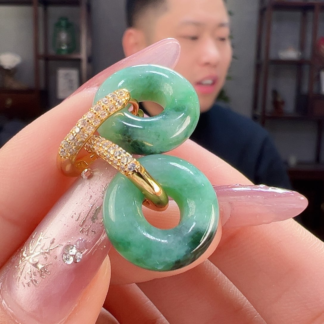 翡翠耳饰银S925镶嵌耳环51