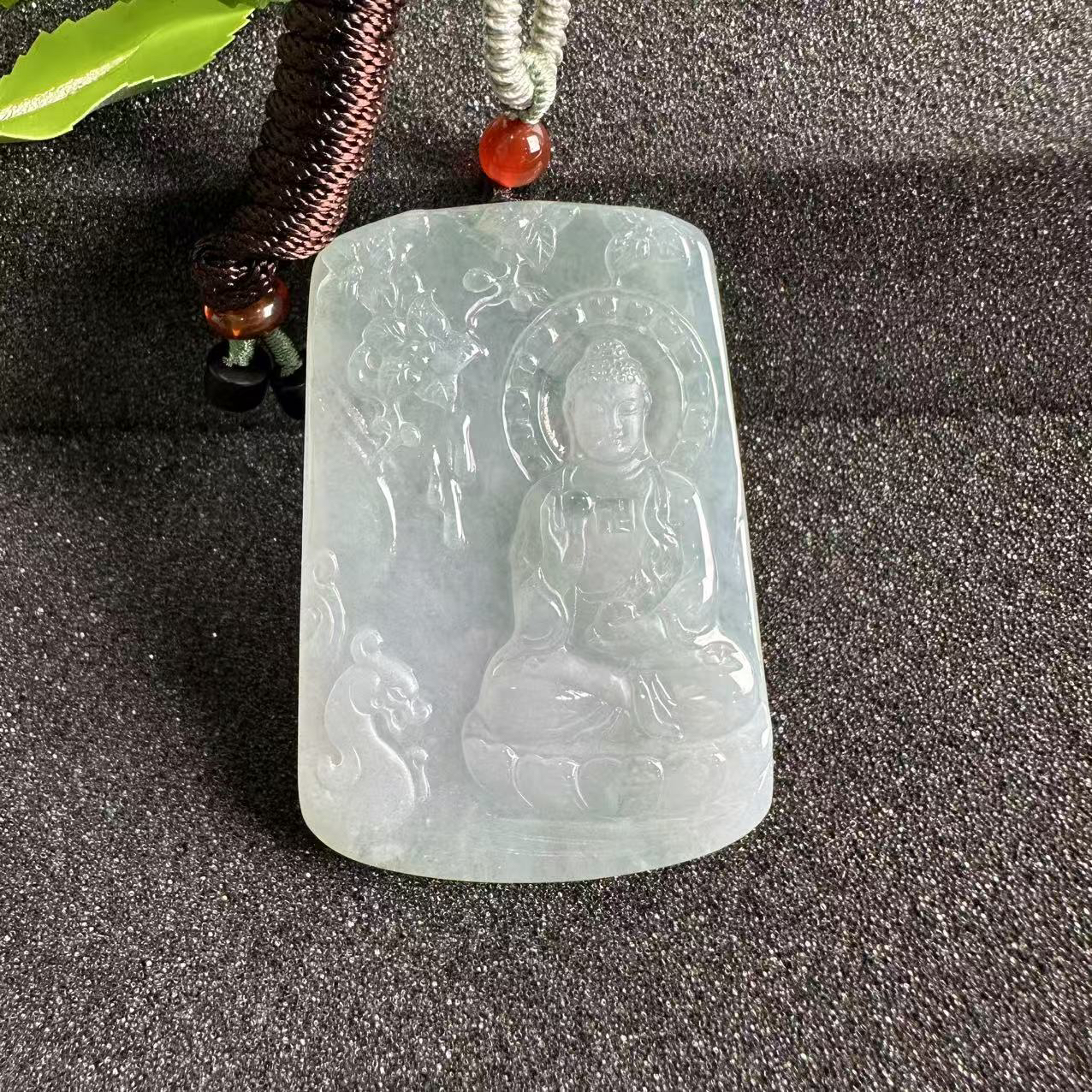 (生肖羊/猴)天然翡翠大日如来挂件（YP3082）十二生肖守护神