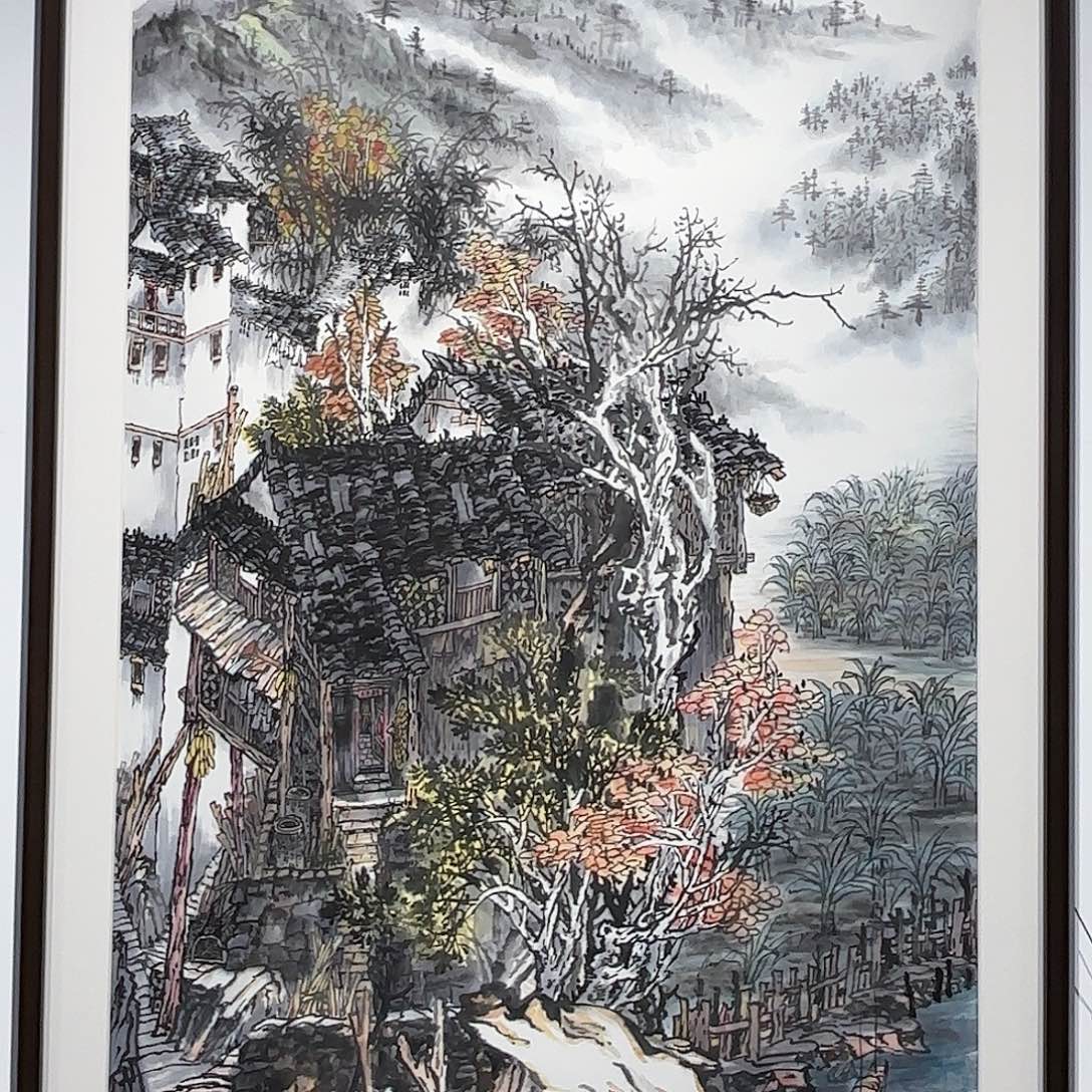 国画唐年桂瑶寨晨雾8平尺