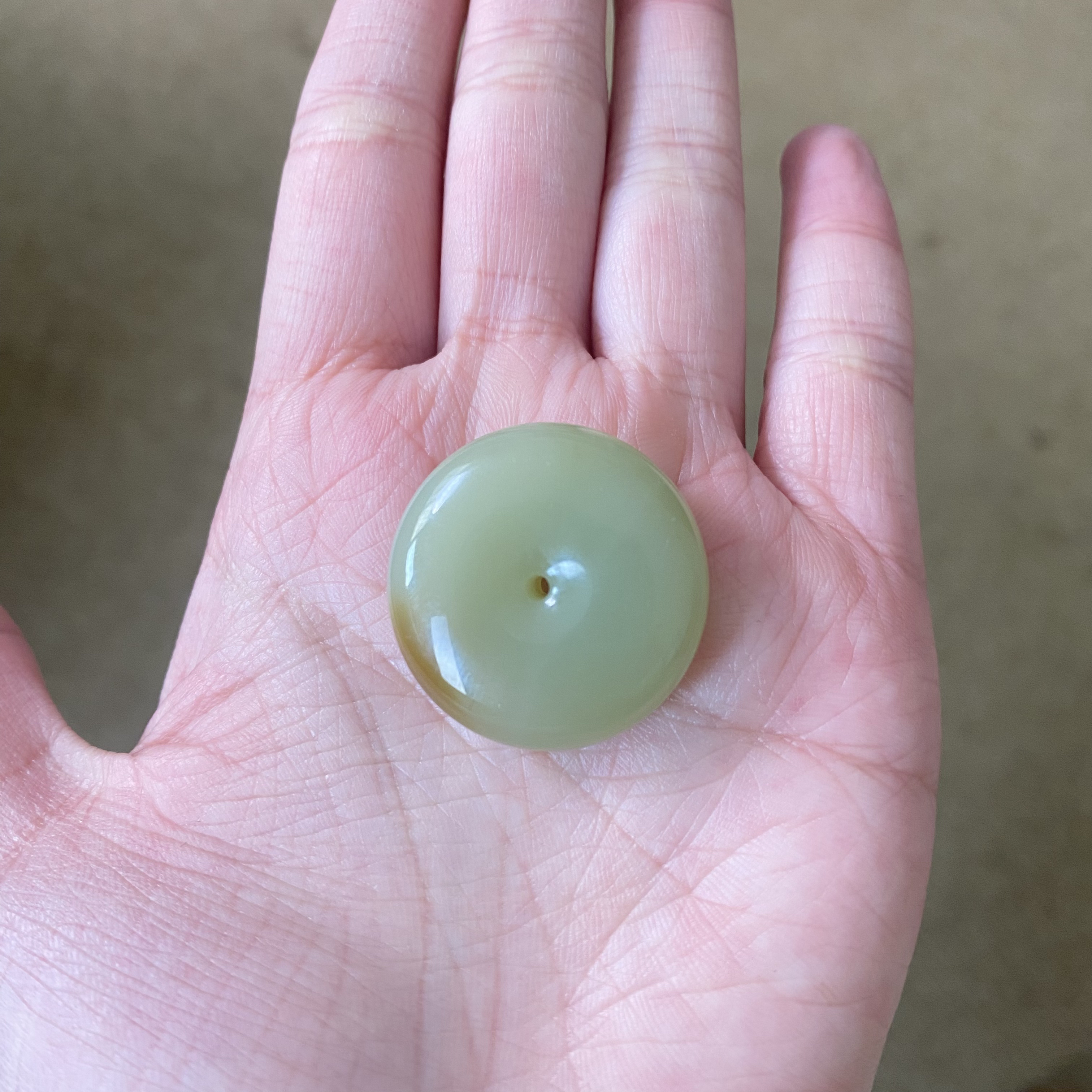 和田玉糖白平安扣