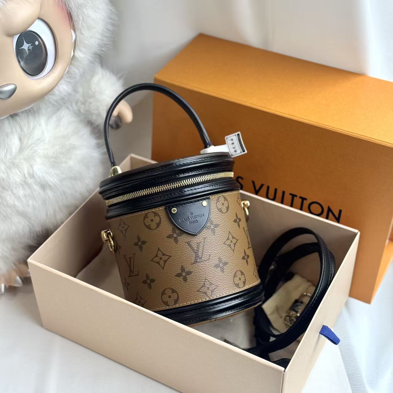 99新 LouisVuitton/路易威登 Cannes焦糖拼色发财桶手提单肩包