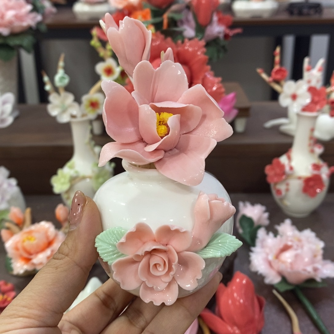 瓷片陶瓷手工花摆件