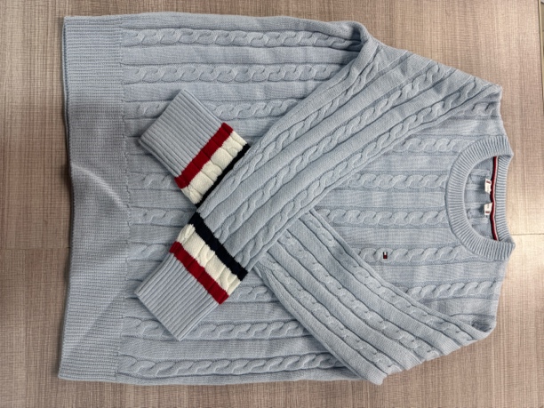 全新未使用 TOMMY HILFIGER to 毛衣 针织 女 条纹袖 2494 彩虹