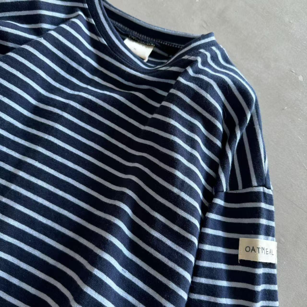 春款男女童绵软宽松条纹T恤(不支持退货）