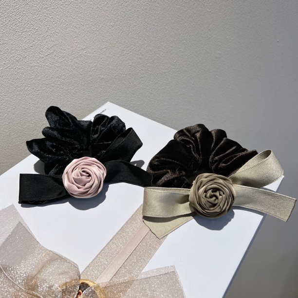 新款大肠发圈重工花朵蝴蝶结甜美气质头饰皮筋原创设计扎头发发绳