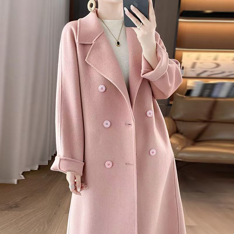 C501-600女毛呢外套女款毛呢大衣过膝时尚中长款