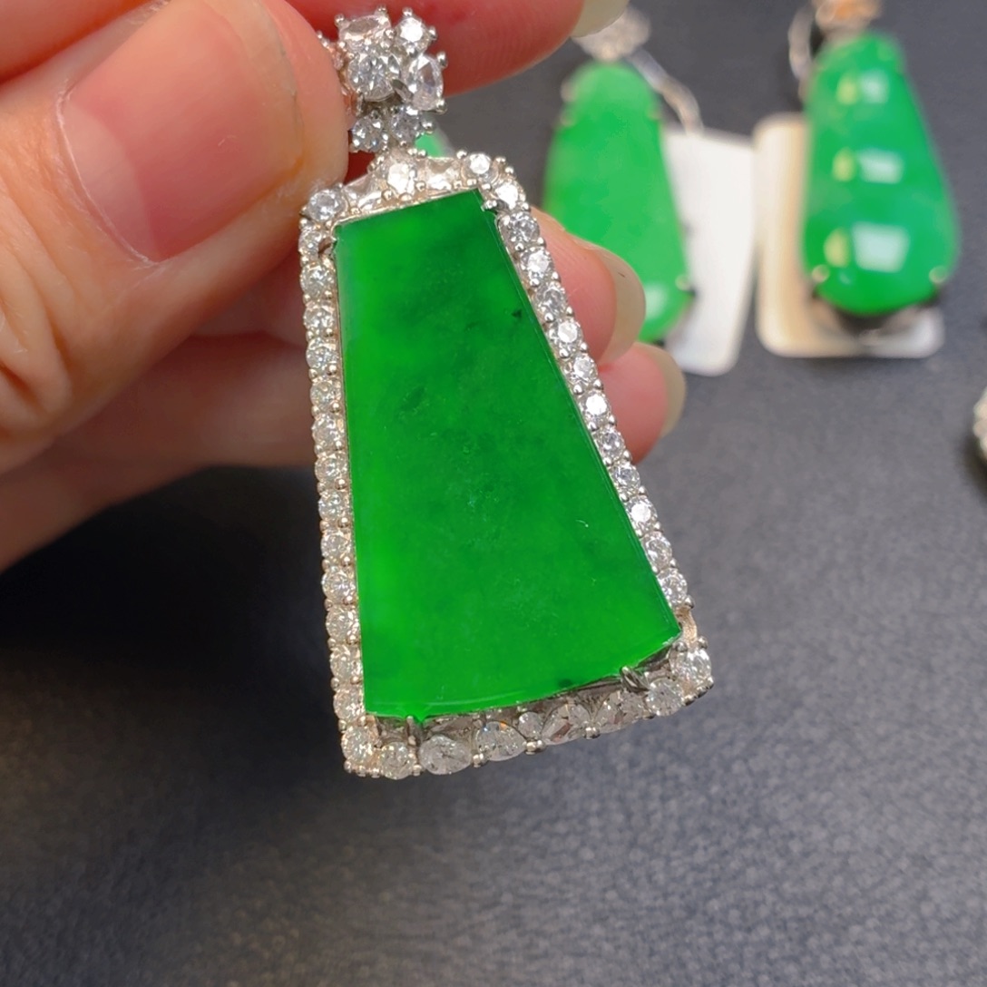 翡翠银S925镶嵌吊坠(不含链)