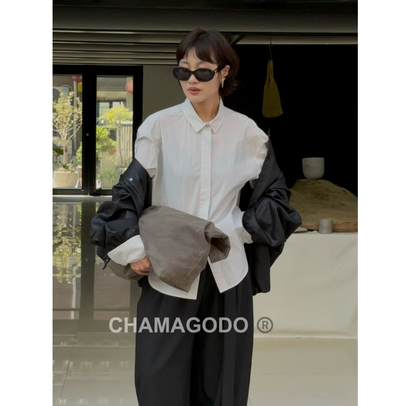 CHA MA GO DO07848|设计师气质小众条纹质感休闲简约长袖衬衫 