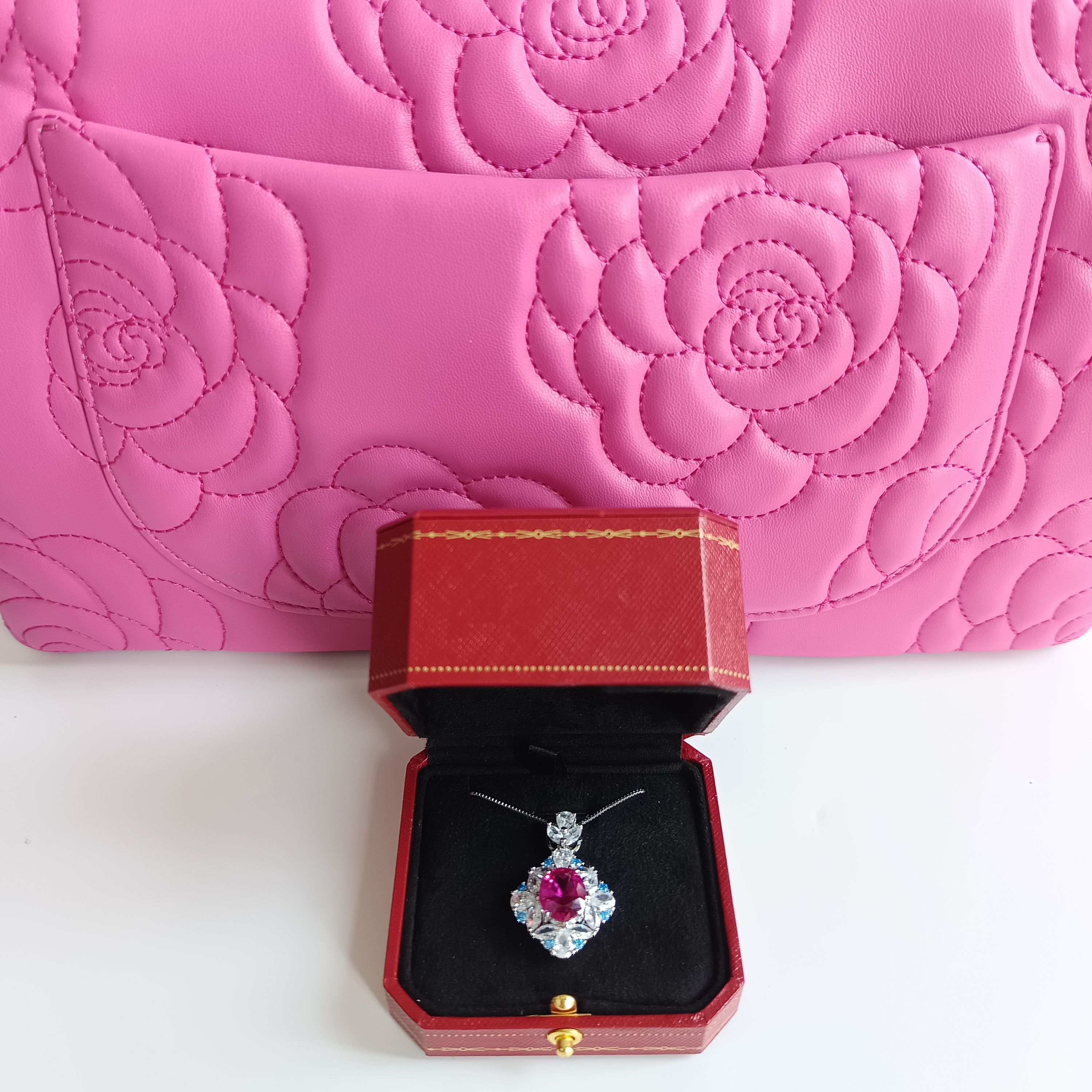 合成(培育)红宝石2702项链--红--精工红项链赠礼盒