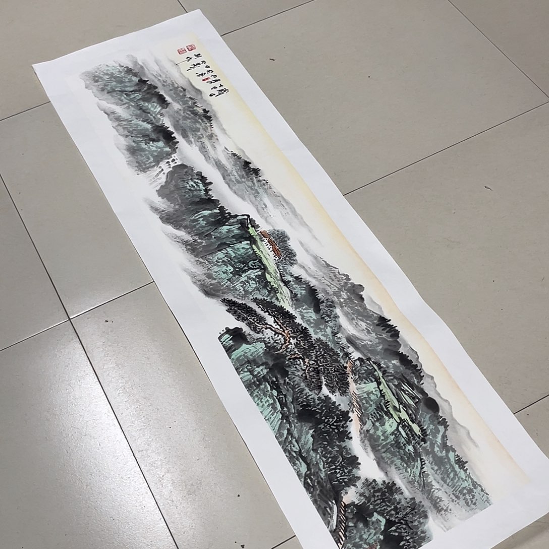 国画四尺对开138.35画芯 捡漏