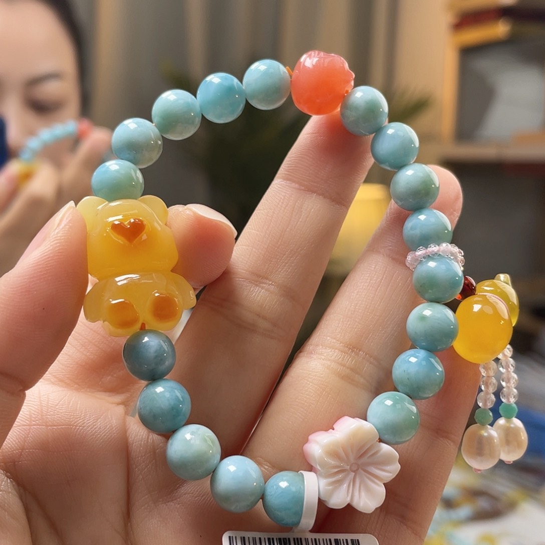 琥珀裸石未镶嵌蜜蜡手串