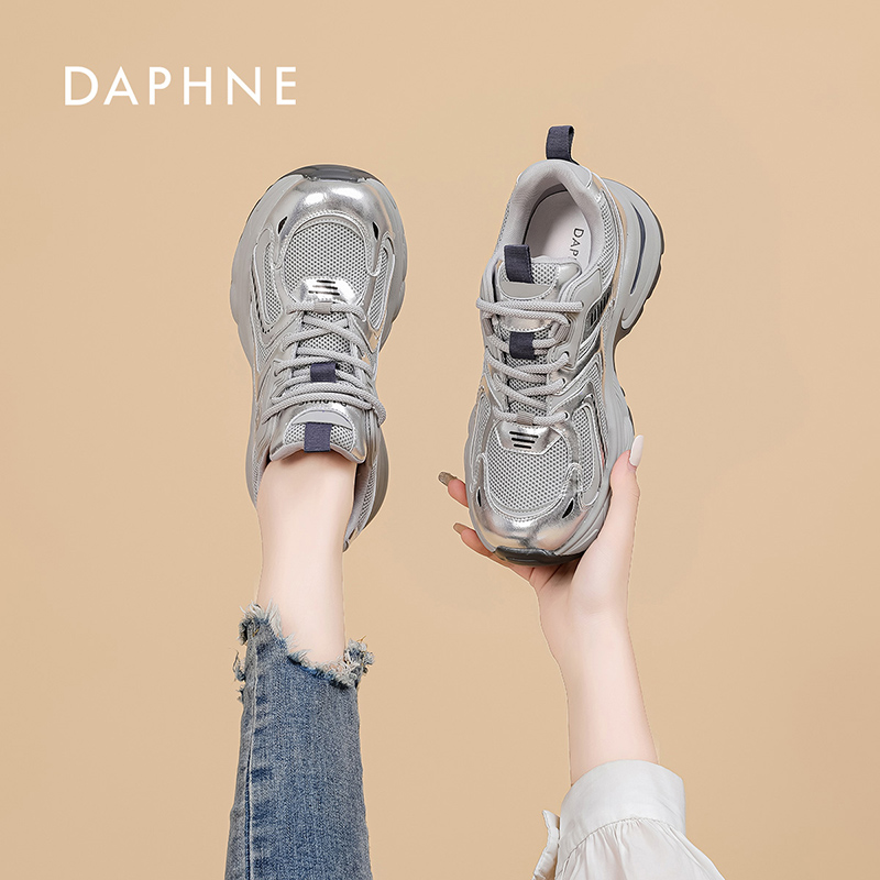 Daphne/达芙妮老爹鞋女ins2025夏季新款网面透气休闲厚底运动女鞋