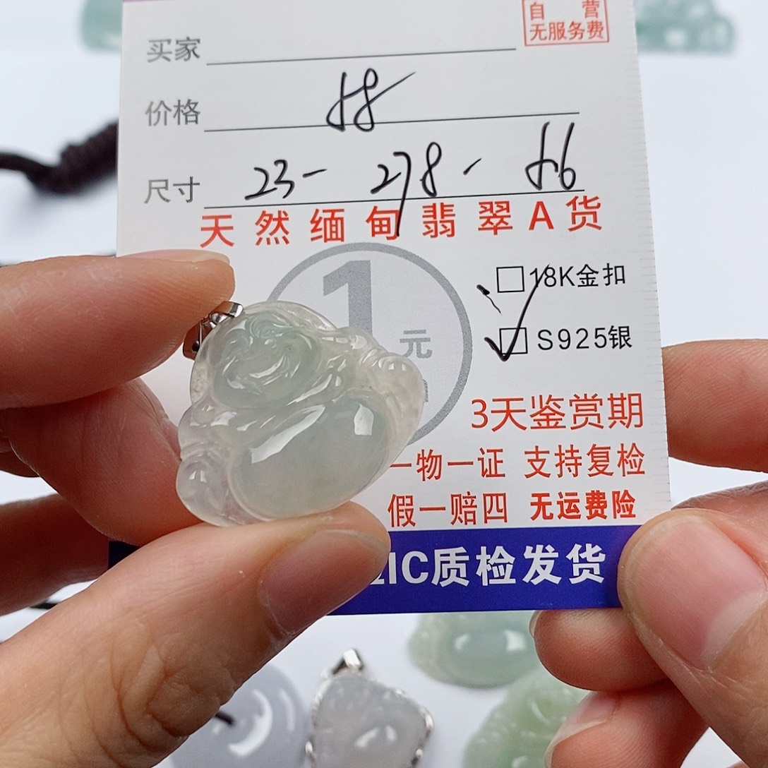 颈饰银S925镶嵌翡翠挂件
