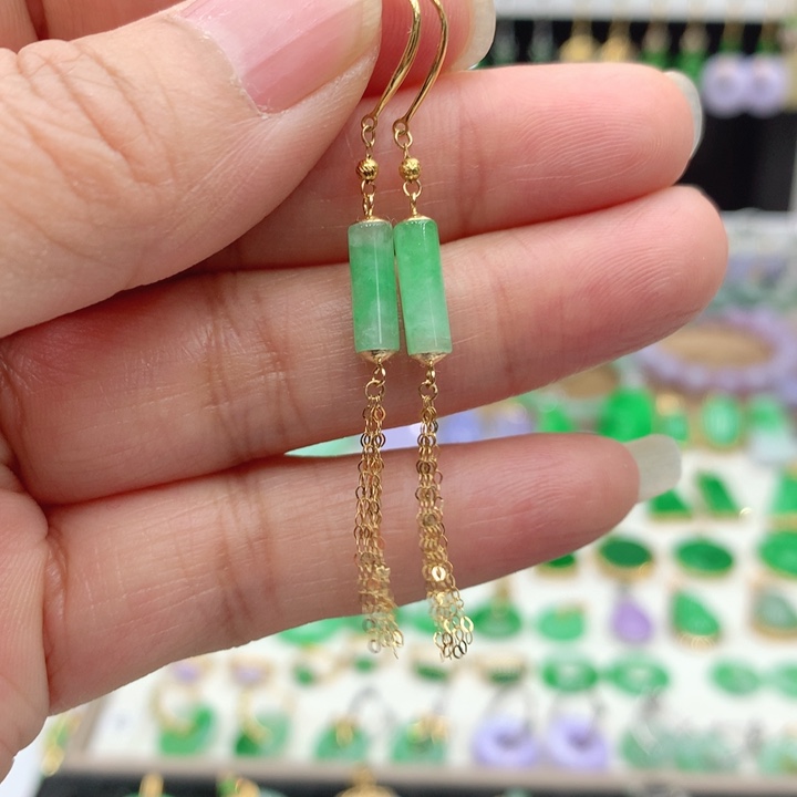 翡翠18K金镶嵌耳饰