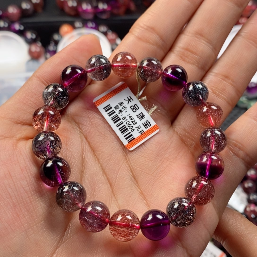 水晶手链未镶嵌星***眼黑加仑超七810606